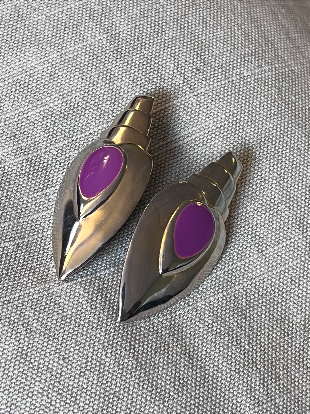 Vintage gold and dark pink coloured earrings